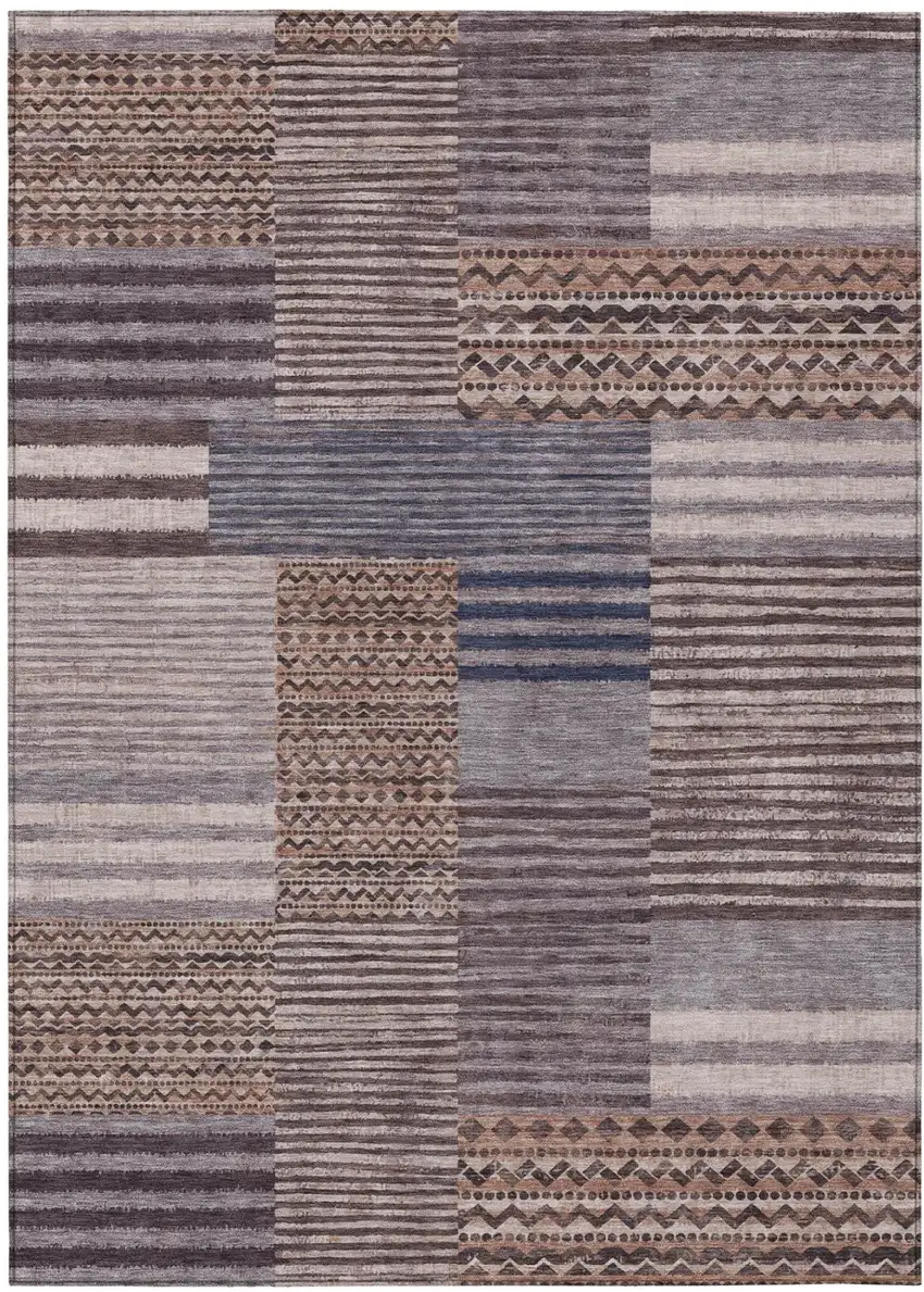 Brown And Gray Striped Washable Indoor Outdoor Area Rug Photo 2