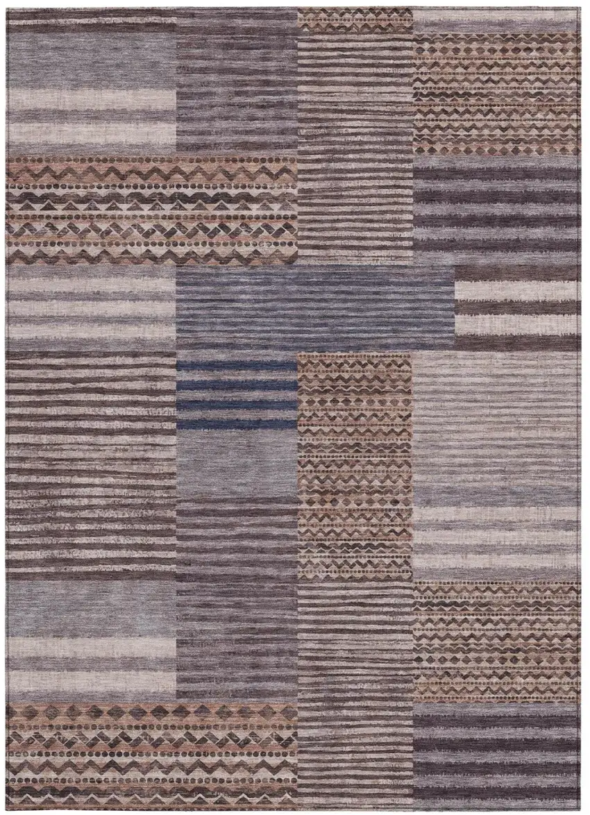 Brown And Gray Striped Washable Indoor Outdoor Area Rug Photo 4