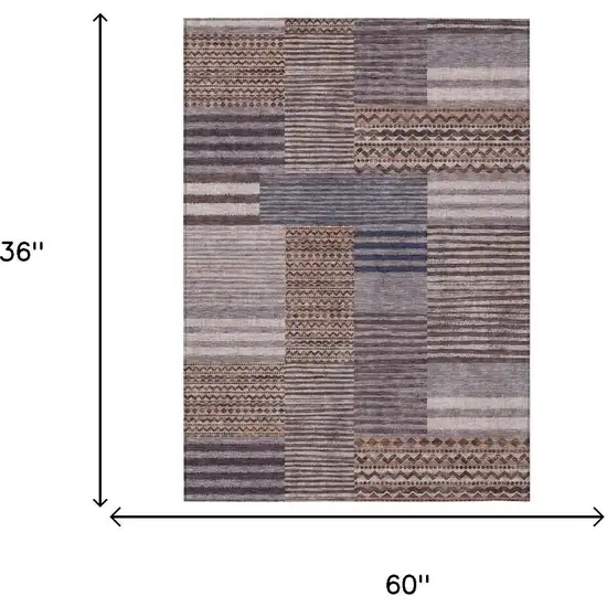 Brown And Gray Striped Washable Indoor Outdoor Area Rug Photo 7