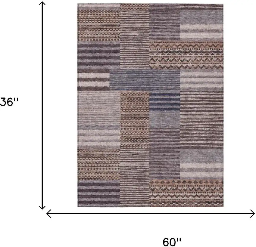 Brown And Gray Striped Washable Indoor Outdoor Area Rug Photo 7