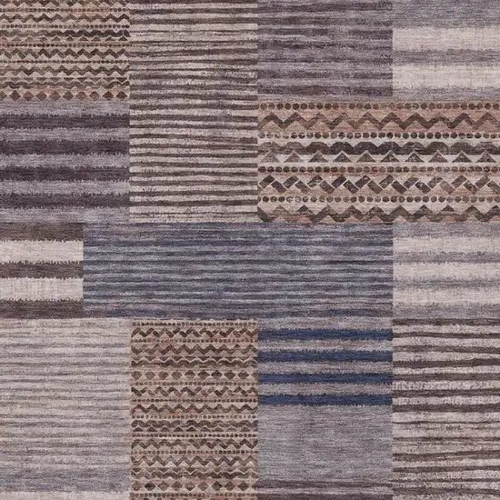 Brown And Gray Striped Washable Indoor Outdoor Area Rug Photo 3