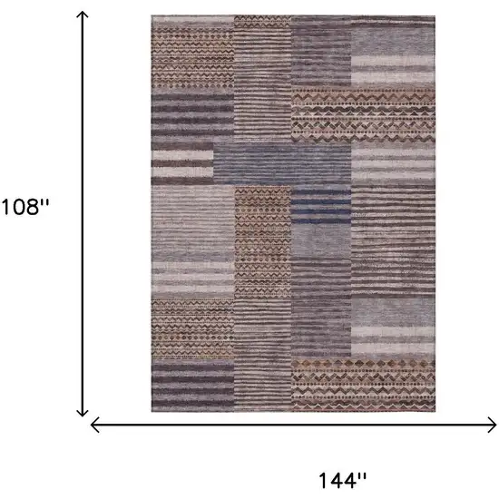 Brown And Gray Striped Washable Indoor Outdoor Area Rug Photo 7