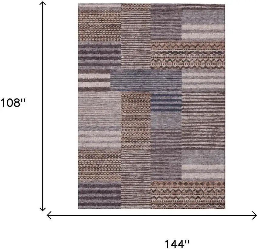 Brown And Gray Striped Washable Indoor Outdoor Area Rug Photo 7