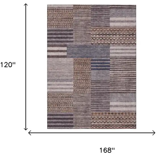 Brown And Gray Striped Washable Indoor Outdoor Area Rug Photo 7