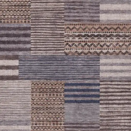 Brown And Gray Striped Washable Indoor Outdoor Area Rug Photo 3