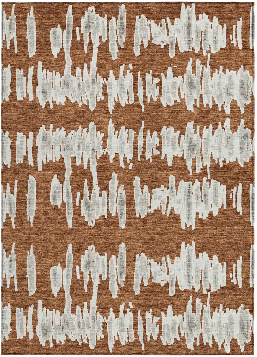 Brown And Gray Striped Washable Indoor Outdoor Area Rug Photo 7