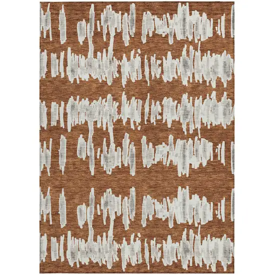 Brown And Gray Striped Washable Indoor Outdoor Area Rug Photo 8