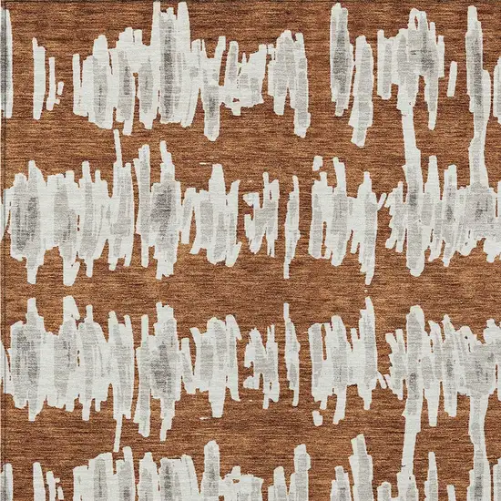 Brown And Gray Striped Washable Indoor Outdoor Area Rug Photo 6