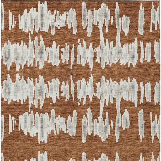 Brown And Gray Striped Washable Indoor Outdoor Area Rug Photo 7