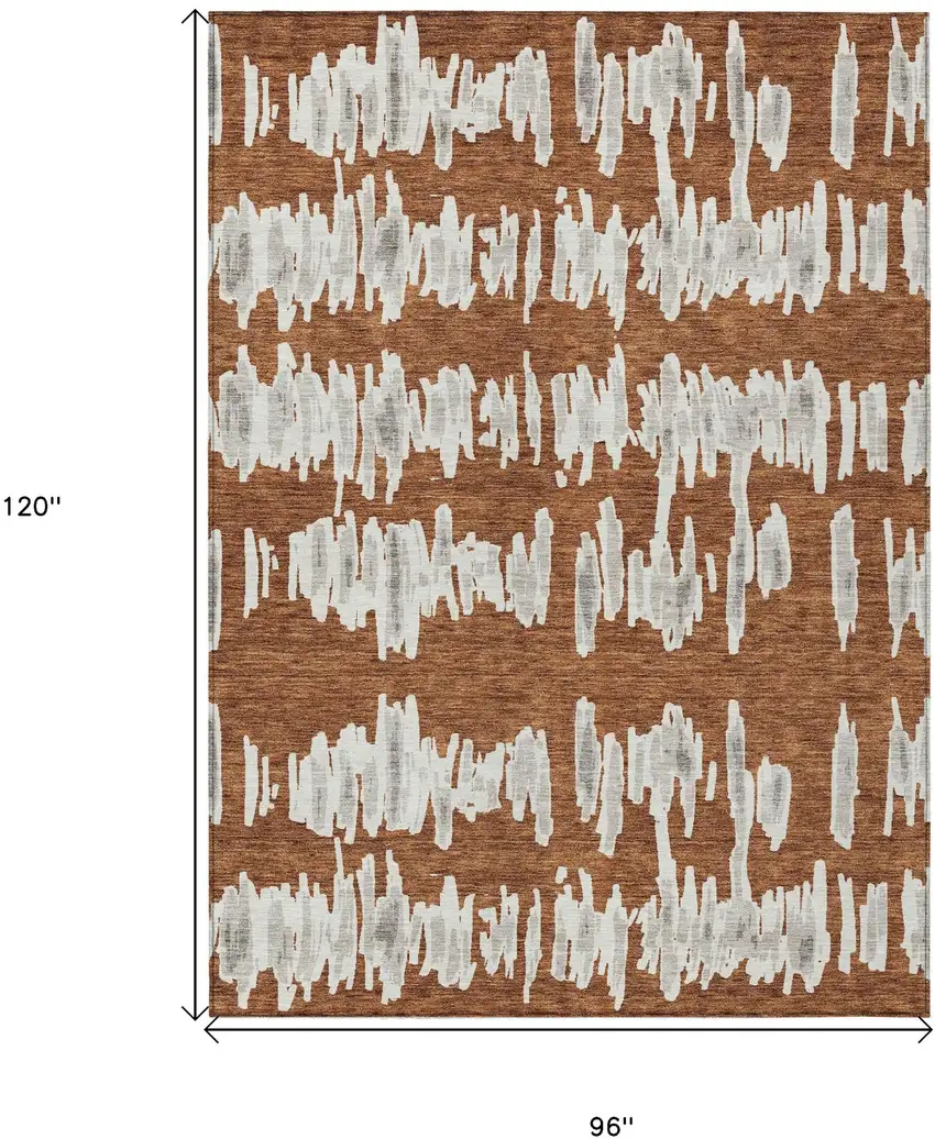 Brown And Gray Striped Washable Indoor Outdoor Area Rug Photo 3