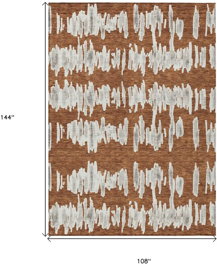 Brown And Gray Striped Washable Indoor Outdoor Area Rug Photo 3
