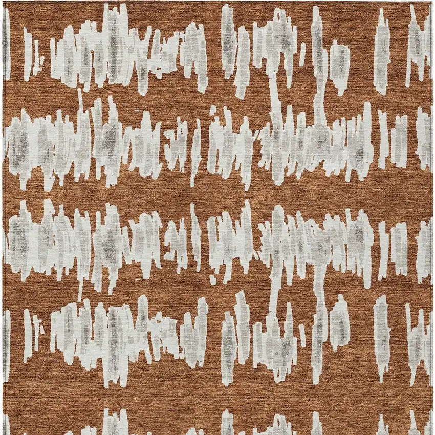 Brown And Gray Striped Washable Indoor Outdoor Area Rug Photo 8