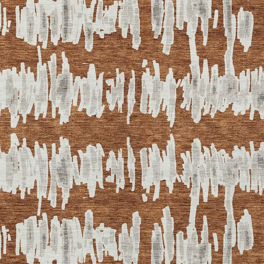 Brown And Gray Striped Washable Indoor Outdoor Area Rug Photo 6