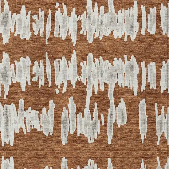 Brown And Gray Striped Washable Indoor Outdoor Area Rug Photo 6