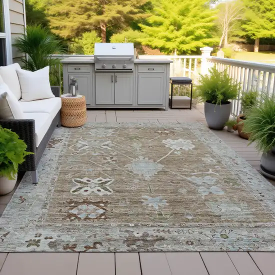 Brown And Gray Tribal Washable Indoor Outdoor Area Rug Photo 6
