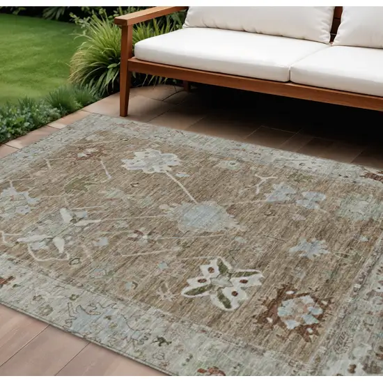 Brown And Gray Tribal Washable Indoor Outdoor Area Rug Photo 2