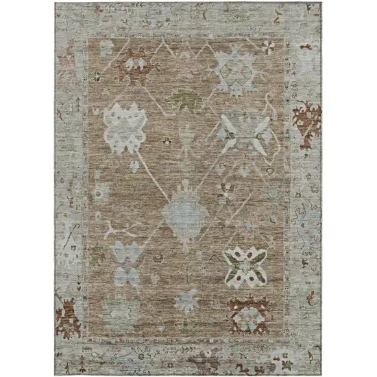 Brown And Gray Tribal Washable Indoor Outdoor Area Rug Photo 3