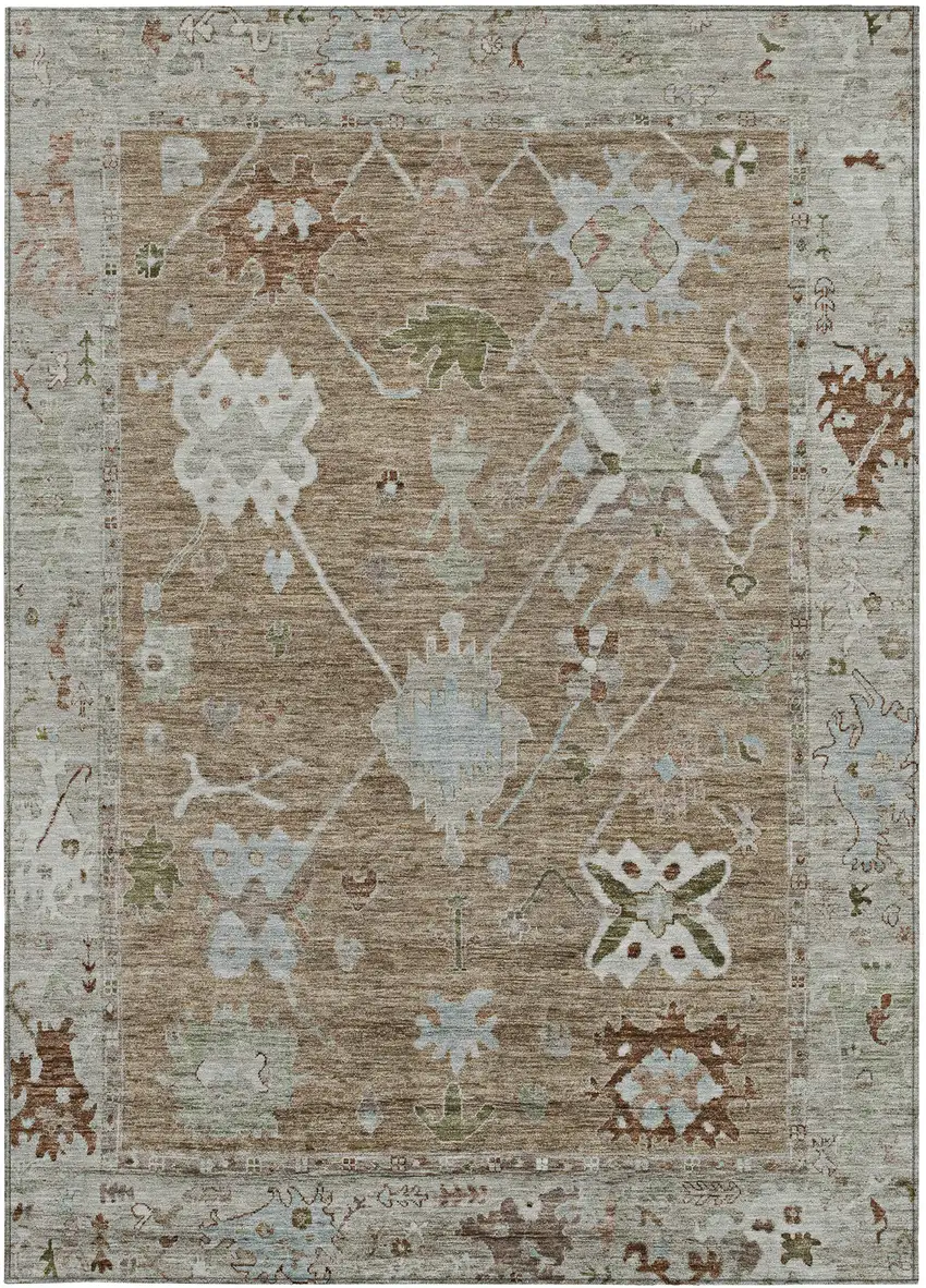 Brown And Gray Tribal Washable Indoor Outdoor Area Rug Photo 3