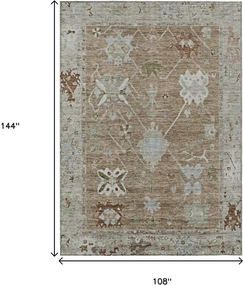 Brown And Gray Tribal Washable Indoor Outdoor Area Rug Photo 9