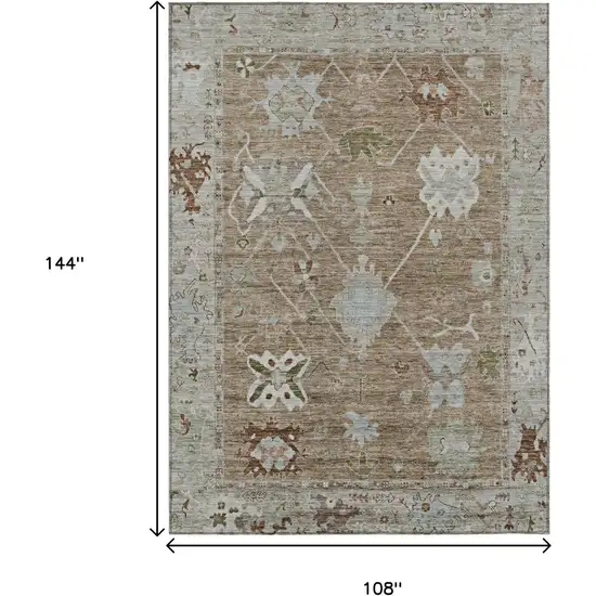 Brown And Gray Tribal Washable Indoor Outdoor Area Rug Photo 9