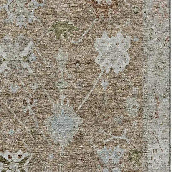 Brown And Gray Tribal Washable Indoor Outdoor Area Rug Photo 7