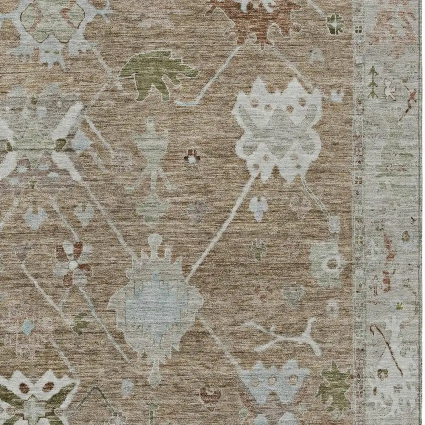 Brown And Gray Tribal Washable Indoor Outdoor Area Rug Photo 7