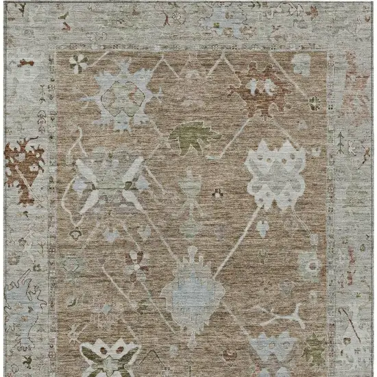 Brown And Gray Tribal Washable Indoor Outdoor Area Rug Photo 4