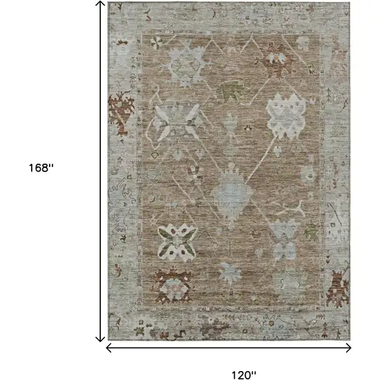 Brown And Gray Tribal Washable Indoor Outdoor Area Rug Photo 9