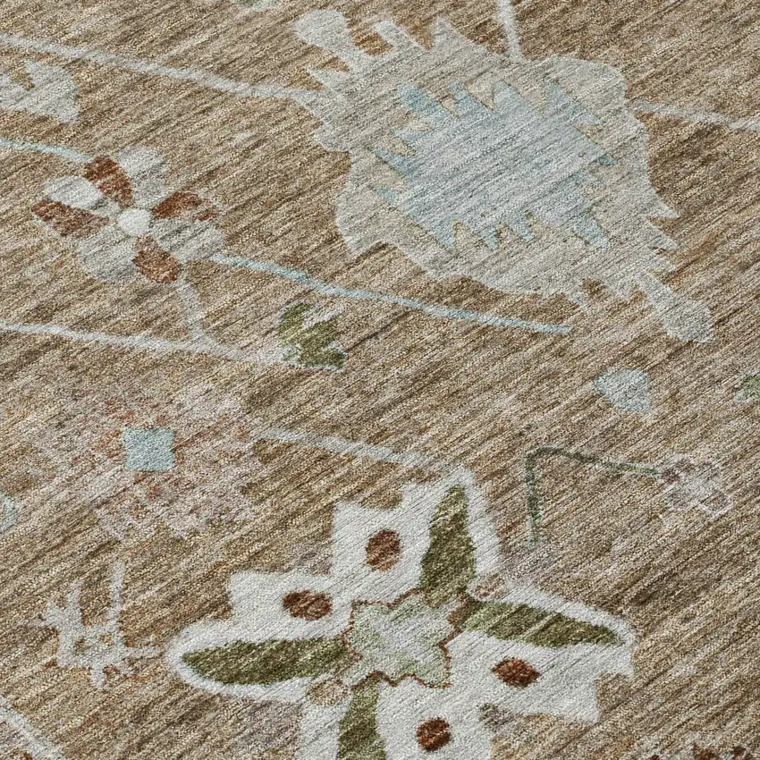 Brown And Gray Tribal Washable Indoor Outdoor Area Rug Photo 8