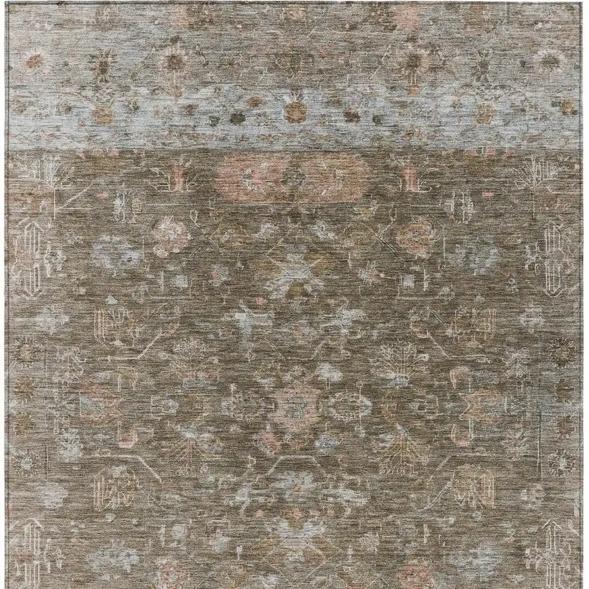 Brown And Gray Tribal Washable Indoor Outdoor Area Rug Photo 4