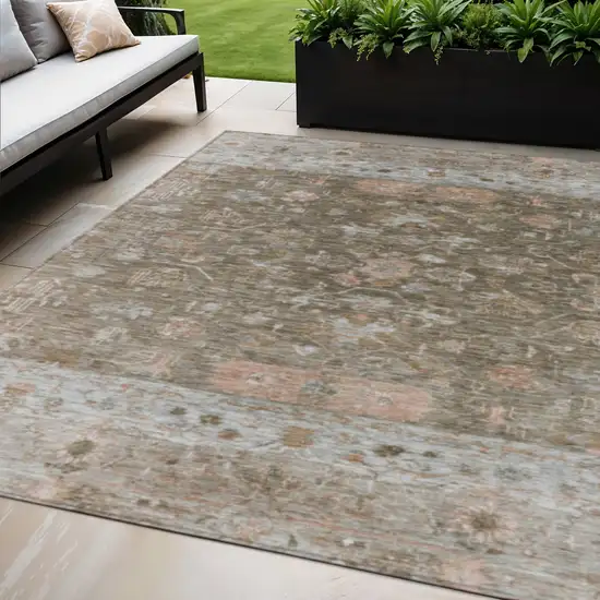 Brown And Gray Tribal Washable Indoor Outdoor Area Rug Photo 1