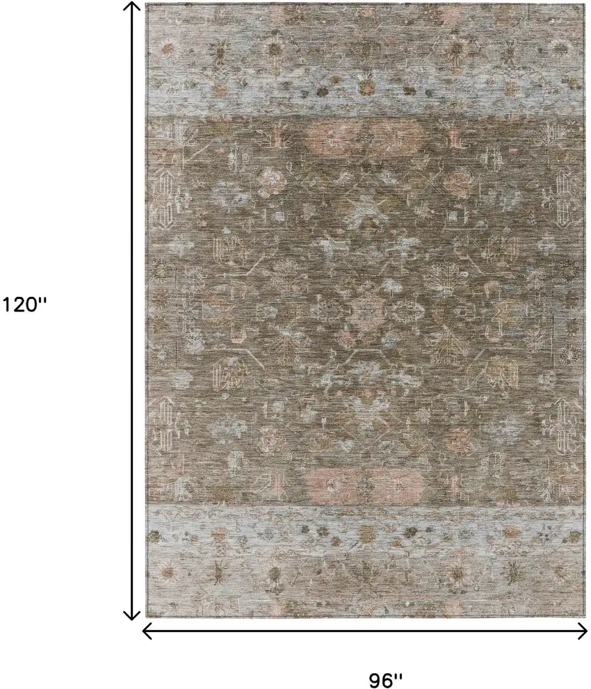 Brown And Gray Tribal Washable Indoor Outdoor Area Rug Photo 3