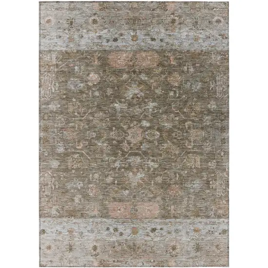 Brown And Gray Tribal Washable Indoor Outdoor Area Rug Photo 2