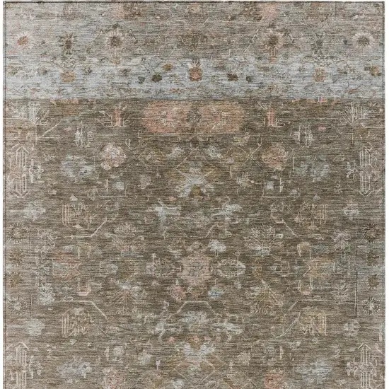 Brown And Gray Tribal Washable Indoor Outdoor Area Rug Photo 4