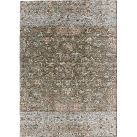 Brown And Gray Tribal Washable Indoor Outdoor Area Rug Photo 4