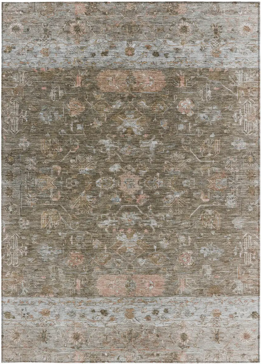 Brown And Gray Tribal Washable Indoor Outdoor Area Rug Photo 4