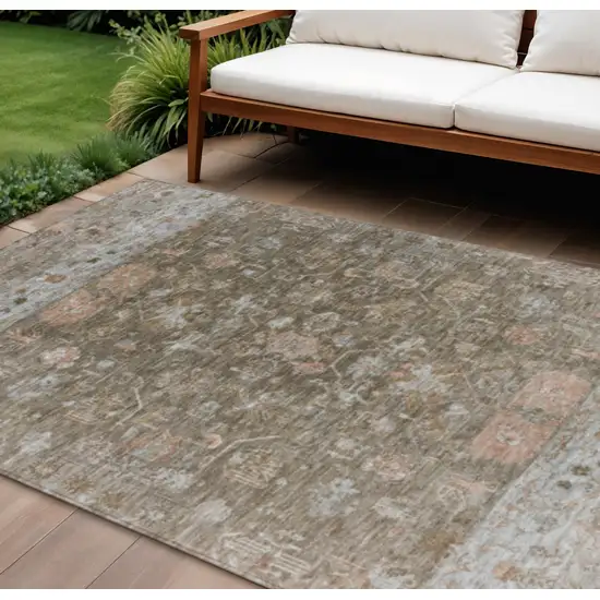 Brown And Gray Tribal Washable Indoor Outdoor Area Rug Photo 1