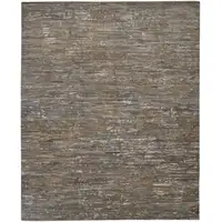 Photo of Brown And Gray Wool Abstract Hand Knotted Area Rug