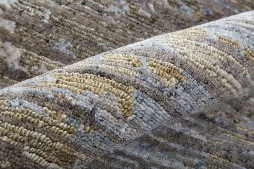 Brown And Gray Wool Abstract Hand Knotted Area Rug Photo 8