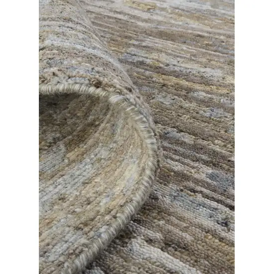 Brown And Gray Wool Abstract Hand Knotted Area Rug Photo 8