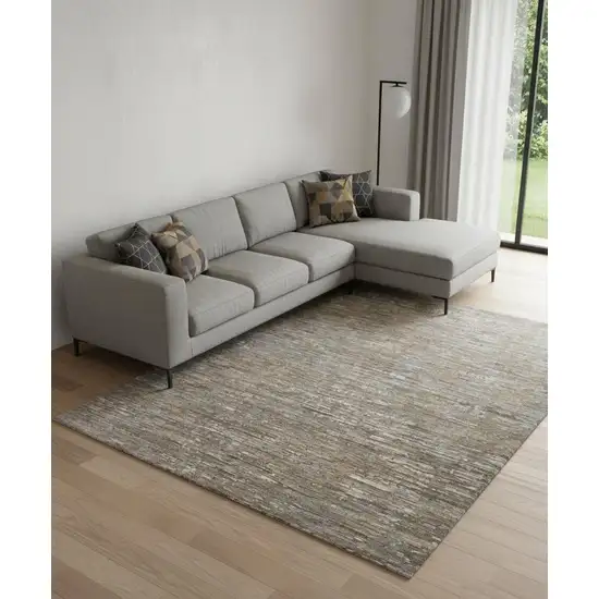 Brown And Gray Wool Abstract Hand Knotted Area Rug Photo 1