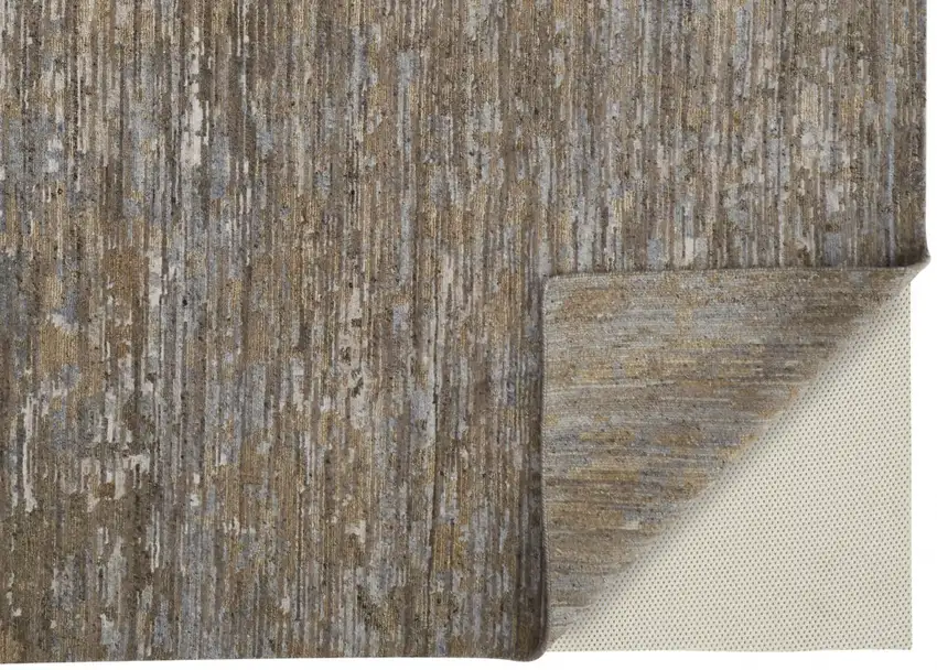 Brown And Gray Wool Abstract Hand Knotted Area Rug Photo 4