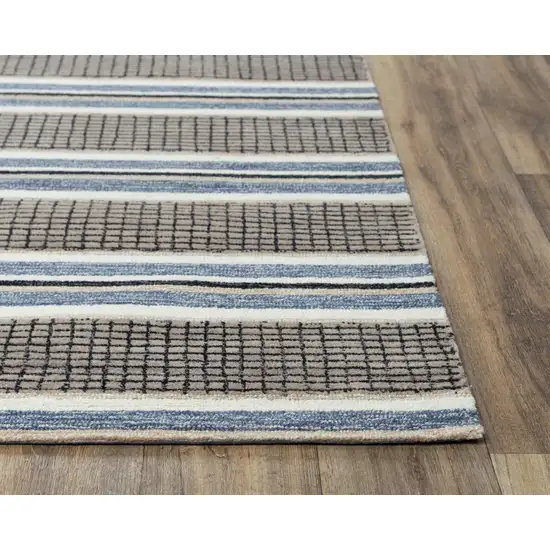Brown And Gray Wool Striped Hand Tufted Area Rug Photo 2