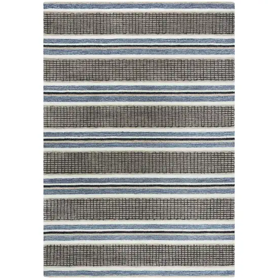 Brown And Gray Wool Striped Hand Tufted Area Rug Photo 1