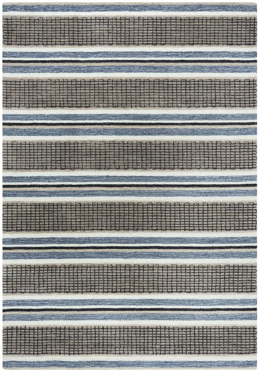Brown And Gray Wool Striped Hand Tufted Area Rug Photo 1