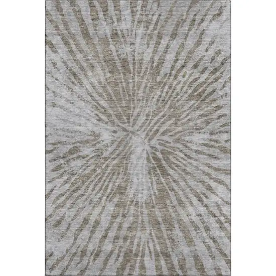 Brown And Gray Zebra Print Washable Area Rug With UV Protection Photo 1
