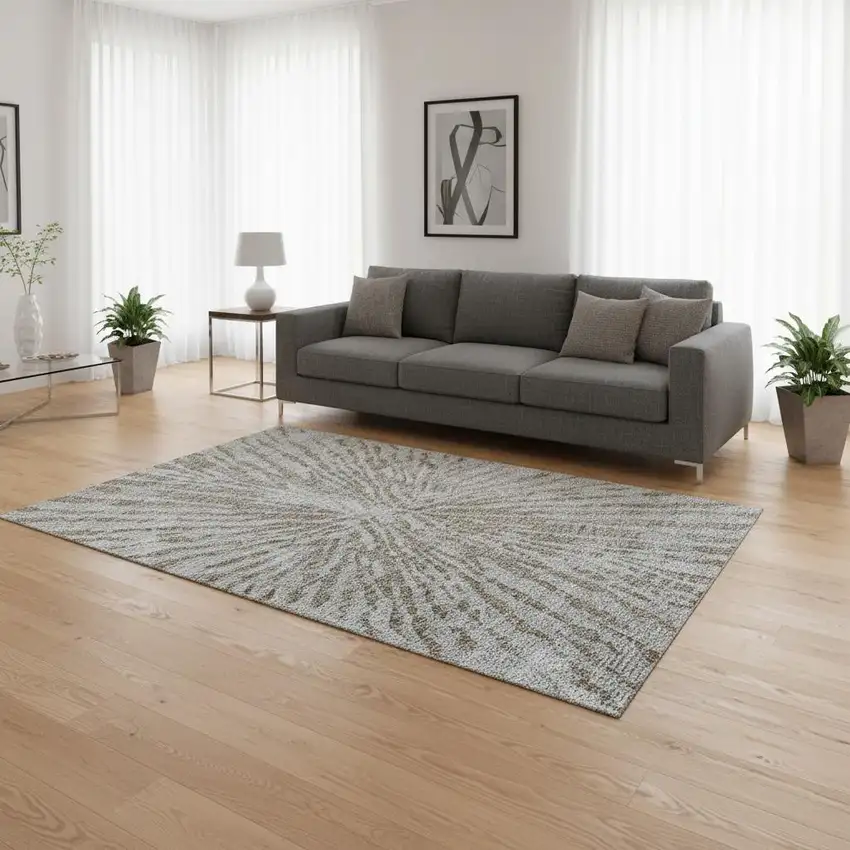 Brown And Gray Zebra Print Washable Area Rug With UV Protection Photo 2