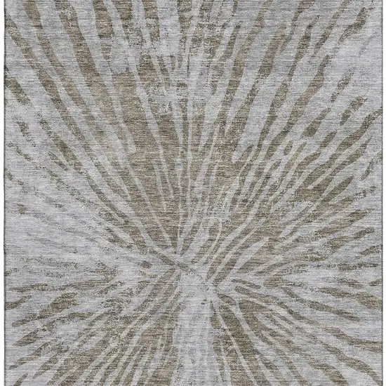 Brown And Gray Zebra Print Washable Area Rug With UV Protection Photo 3
