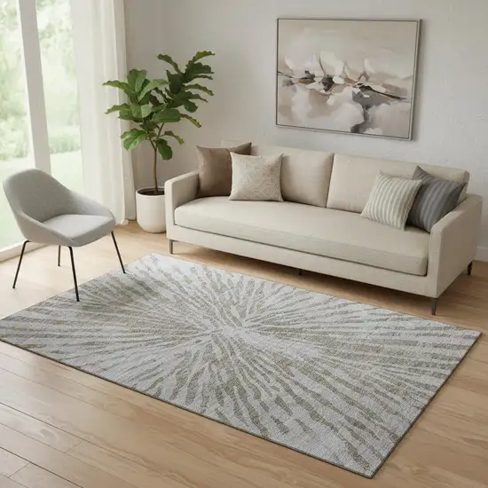 Brown And Gray Zebra Print Washable Area Rug With UV Protection Photo 1