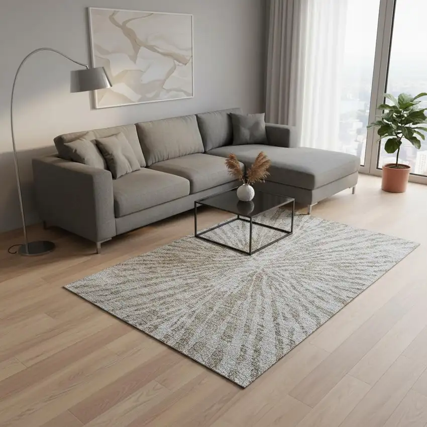 Brown And Gray Zebra Print Washable Area Rug With UV Protection Photo 2